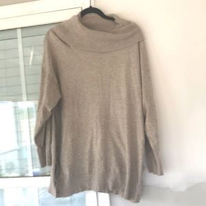 Oatmeal Cowl Neck Sweater with Button Detail 1x